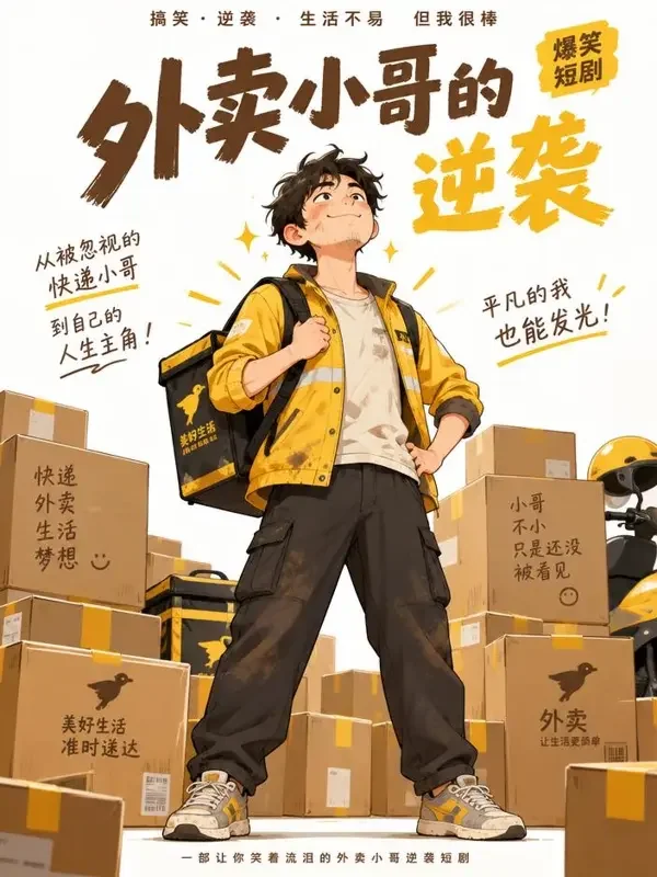 红果短剧《废柴快递员的觉醒》封面 - 逆袭小哥题材短剧